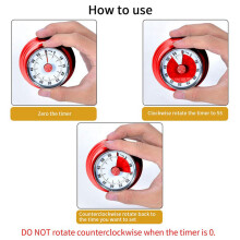 60 Minutes Mechanical Timer-Magnetic Visual Countdown Timer with Alarm for Kitchen Cooking Baking Sports Kids(Red)