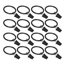 Paquete de 16 Anillos de Cortina con Clips, Anillos de Clip para Ventana, Ganchos de Cortina Negros, Anillos de Clip para Colgar, 1,26 Pulgadas de