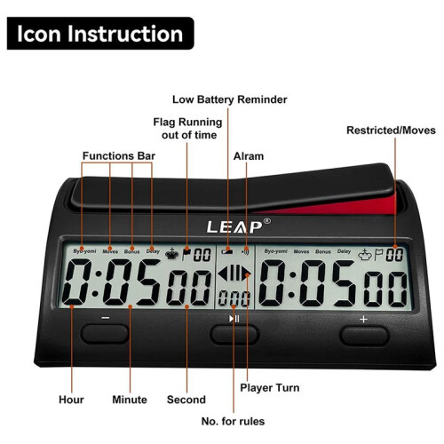LEAP Chess Clock Advanced Digital Chess Timer with 7 Type 38 Timing Set Modes Professional Chess Clock Game Timer 1