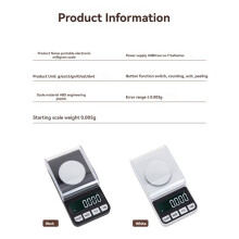 Bilancia per Carati Ad Alta Precisione con Ricarica USB Bilancia per Gioielli Materiali Medicinali Bilancia Elettronica Multifunzione Nero