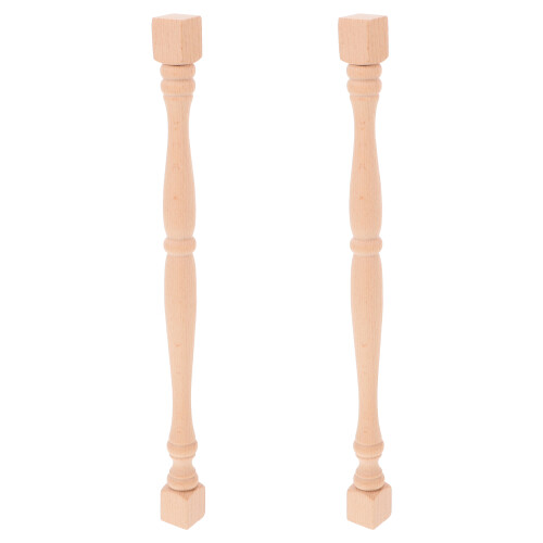 2Pcs Khaki Wood Balusters for Staircase Indoor Decorative Posts