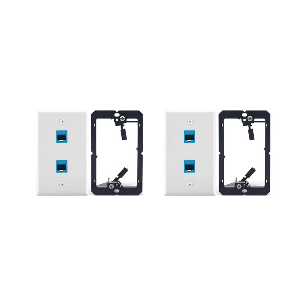 2X Ethernet Wall Plate With Low Voltage Mounting Bracket,Single Gang 2 Port Cat6 Ethernet Cable Wall Outlet 6033968557334