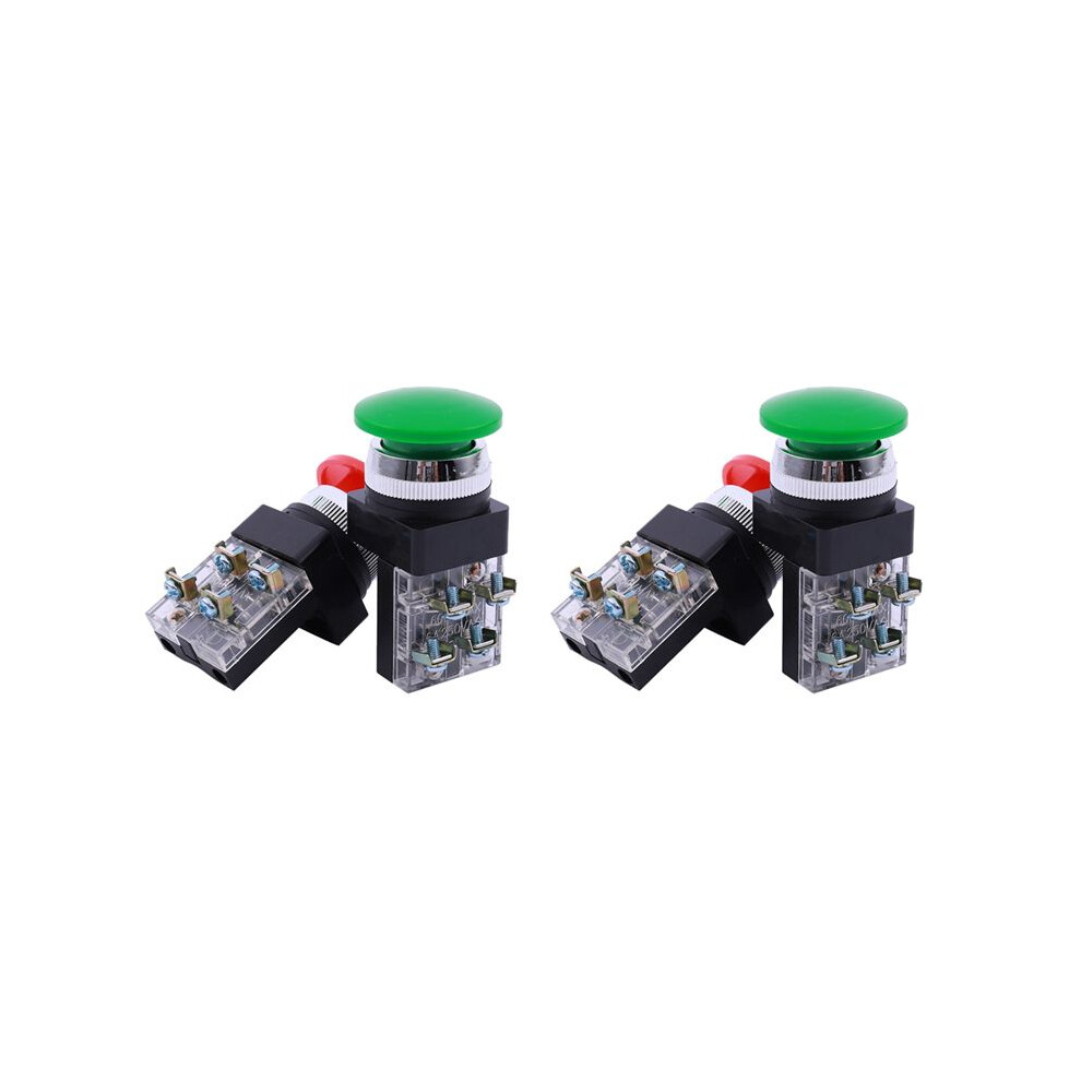 2X Ac 250V 6A Dpst Momentary Mushroom Push Button Red/Green 6031726513578