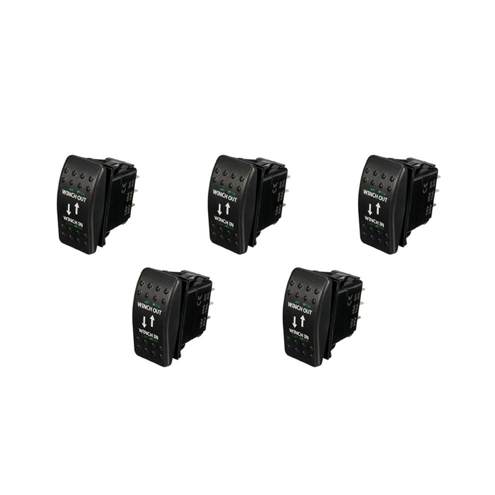 5X 12V 20A Winch In Winch Out -Off- Rocker 7 Pin Led Green 6031250364325