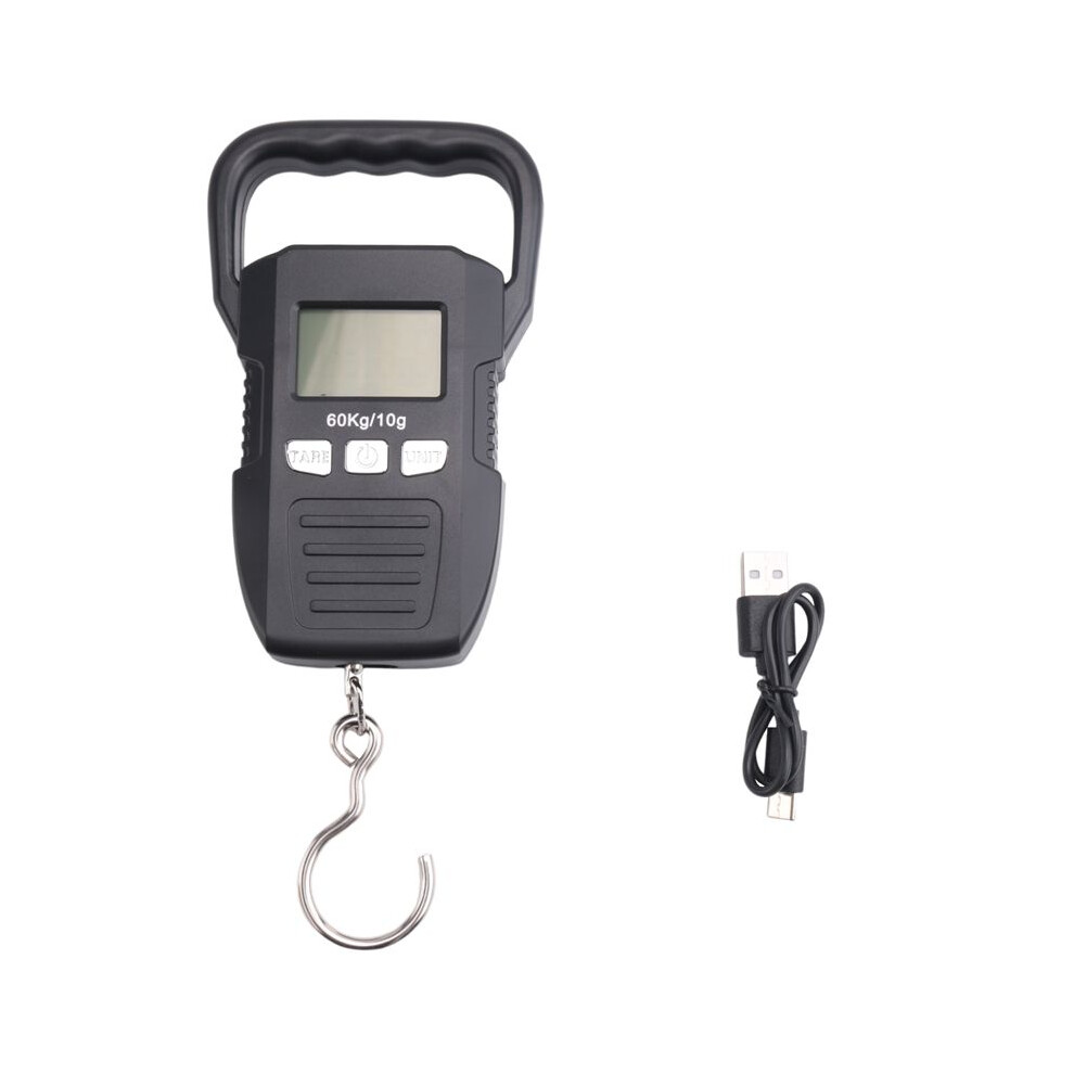 Black 60Kg/10G Lcd Digital Hanging Scale Usb Recharged Crane Hook Scales Courier Luggage Home Weighing Balance Tools 4711462439791