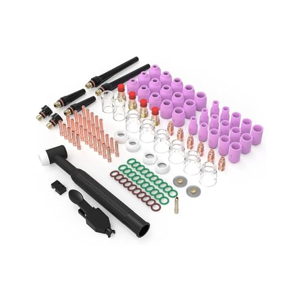 123Pcs Tig Welding Torch Kit-Nozzle,Collets,Stubby Gas Lens 12 Heatproof Glass Cup, Consumables For Wp-17/18/26 6033169663186
