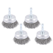4 StüCke Draht Schalen BüRsten Satz, Draht BüRste für Bohrer, 1/4 Zoll Dorn, 0,010 Zoll, Grober Kohlenstoffstahl, 2 Zoll Draht Bohrer BüRste