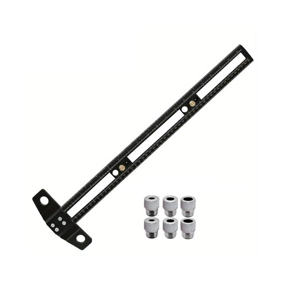 2 In 1 Drilling Positioning Scoring Ruler Aluminum Alloy Scriber Marking Gauge With 6/8/10Mm Drill Sleeves 50Cm 6031818111149