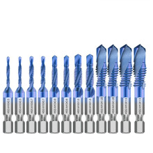 Hex Shank Screw Thread Metric Tap Drill Bits Screw Machine HSS Compound Drill Hand Tools for Metal Steel Wood Plastic,12