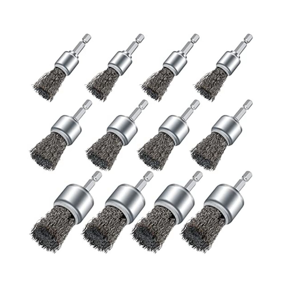 12Pcs Wire Brush Wheel For Drill, Wire Wheel Cup Brushes For Drill Paint Surface Rust Removal And Small Spaces 6033650065611