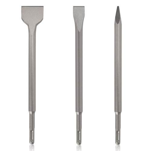 SDS- Chisel Set for Rotary Hammer Drills, 3PC Masonry Concrete Drill Bit Set, Point Flat Scaling Chisels