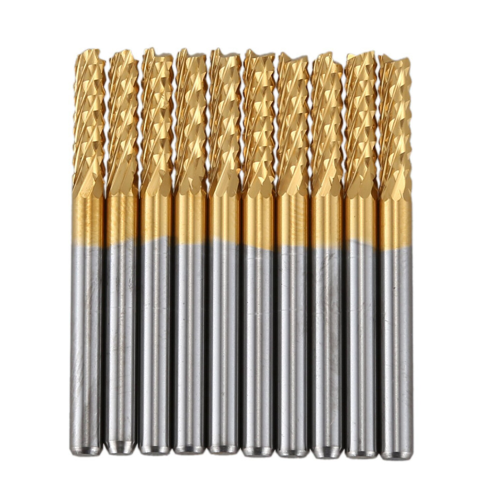 3.175Mm 10Pcs Coated Strawberry Pcb Milling Cutter Corn Tooth Metal Tungsten Carbide Cnc Engraving Router Woodworking 4712233918804
