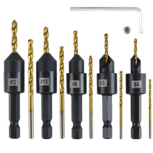 Silence Combination Countersink Drill Bits Set, 4, 6, 8, 10, 12, High-Speed Steel Counter Sink Drill Bit Adjustable