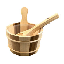 Sauna Bucket And Ladle Set Featuring Premium Wood Engaging Spa