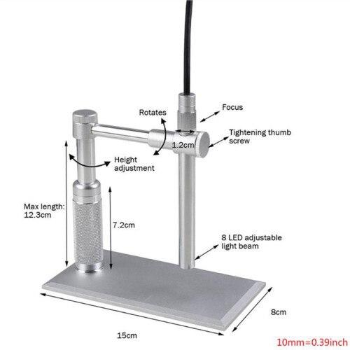 2Ensemble Microscope Numérique USB 2MP 500X 8 LED Support de Caméra Capteur CMOS de Microscopie 2 Mégapixels Roue de Contrôle de Source Lumineuse 2