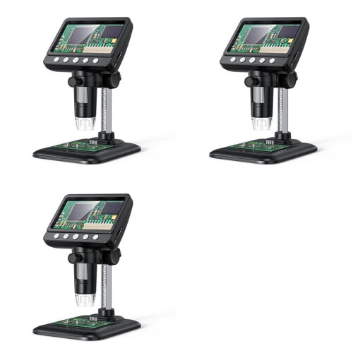 3X Digital Microscope, 4.3inch LCD USB Microscope, 1080P Magnifier with 8 Adjustable LED Lights, PC View