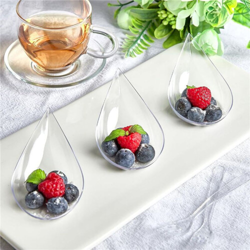 300PCS Unbreakable Drop Appetizer Plates Tableware Reusable Plastic Tasting Cup Sauce Dish Ice Cream Cup Caviary A 2