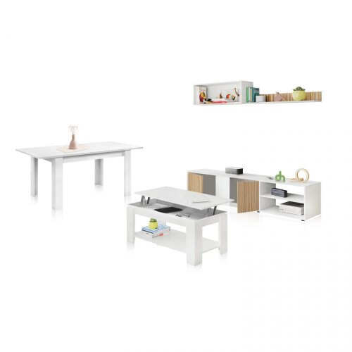 Pack salón con mesa de centro y mesa de comedor Alix Max 1