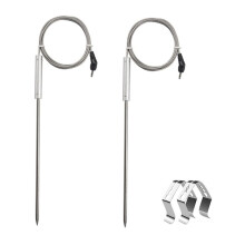 Confezione da 2 Sonde per Carne di Ricambio per Termometri Thermopro TP20 TP17 TP16 TP08S TP07 TP06, con 2 Clip Porta Sonda per Barbecue