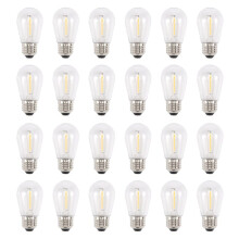 24 Pack 3V LED S14 Replacement Light Bulbs, Shatterproof Outdoor Solar String Light Bulbs, Warm White