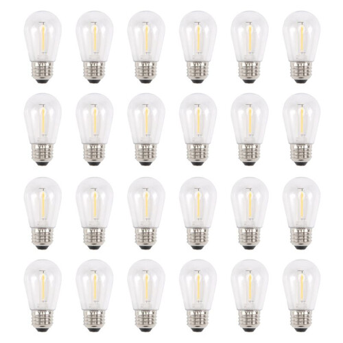 24 Pack 3V LED S14 Replacement Light Bulbs, Shatterproof Outdoor Solar String Light Bulbs, Warm White