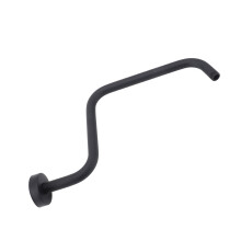 Bras de douche en acier inoxydable avec bride, en forme de S, noir, fixation murale