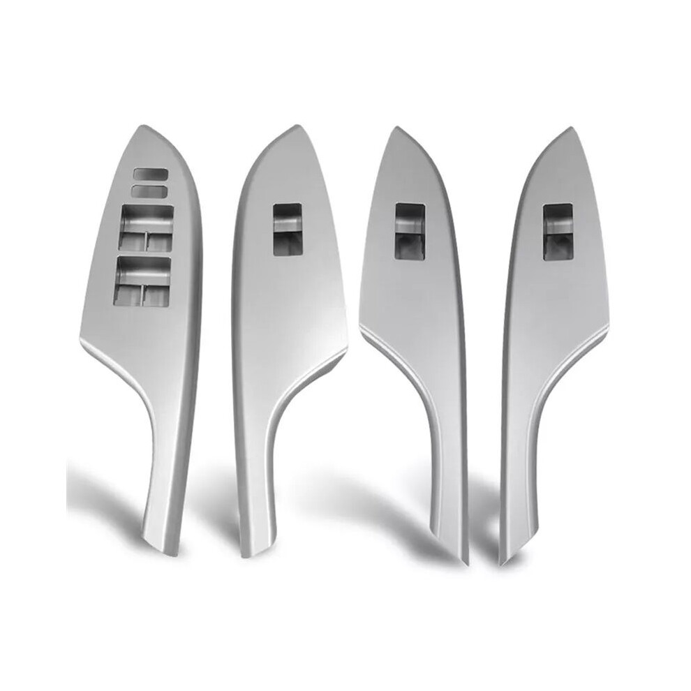 Tauoh 4Pcs Car Silver Window Cover Bezel Trim 74232-02630 74231-02620 For 2007-2013 Armrest Upper Panel