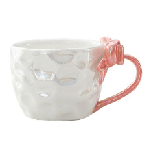 Romantic Bow Ceramic Mug Coffee and Milk Cups Girl Drinking Water Cups Dessert Handle Cup Teacup