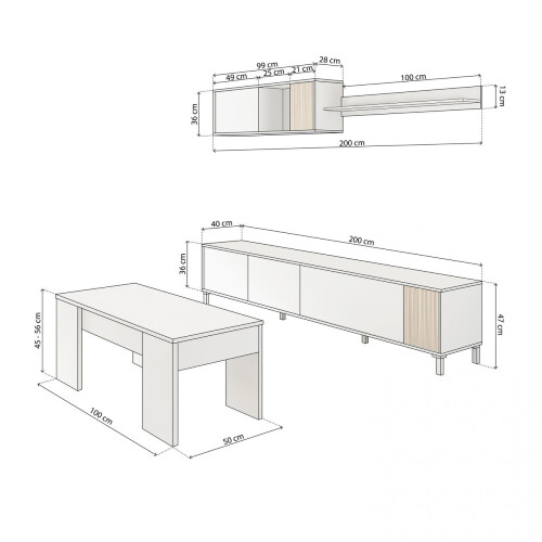 Pack salón con mesa de centro Nitza Plus V2 2