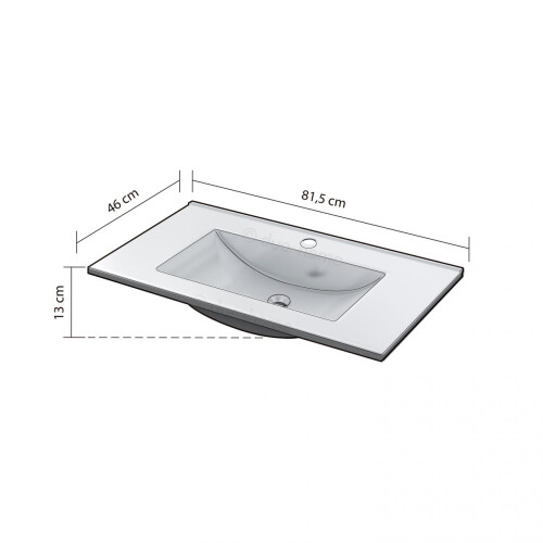 Lavabo de resina rectangular en blanco 80x45 cm Nilo Blanco 1