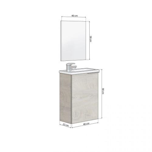Mueble de baño con espejo Sense 1 puerta 2