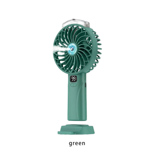 (Green) Fan USB Handheld Portable Rechargeable Spray Adjustable Modes Cooling 1