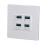 4-Port Ethernet Wall Plate USB 3.0 86x86mm Data Panel 10