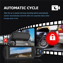 64 Gb Front- und Heck-Dashcam, 1080P Full Hd Front- und Heck-Dashcam, Integriertes Wlan, Hd-Nacht