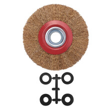 Staalborstelwiel voor Polijstmachine + Verloopringen, 5 Inch 125 mm