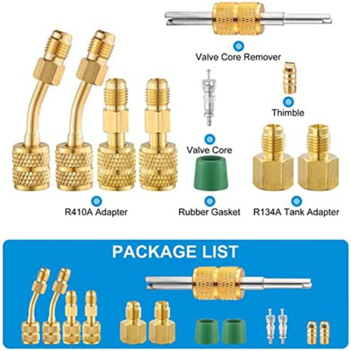 Adaptadores  Split R410A, Conector de Porta de VáCuo de Carregamento R410A com FêMea de 5/16 Polegadas para Macho de 1/4 Polegadas para Sistema 2
