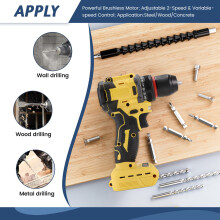 Electric Drill 3/8Inch 90Nm Cordless Electric Drill Brushless Hand Screwdriver for 18v 21V Battery Power Tools