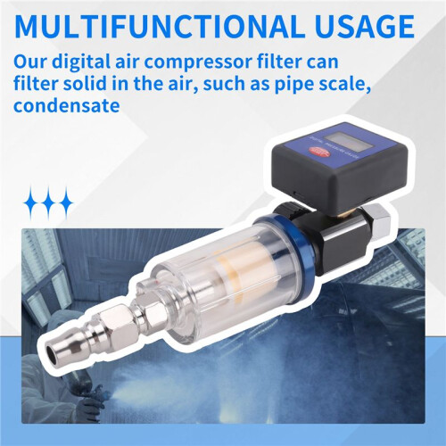 Digital Air Compressor Regulator, 1/4in Thread Compressed Filter Pressure Display Meter Oil Water Separator 2