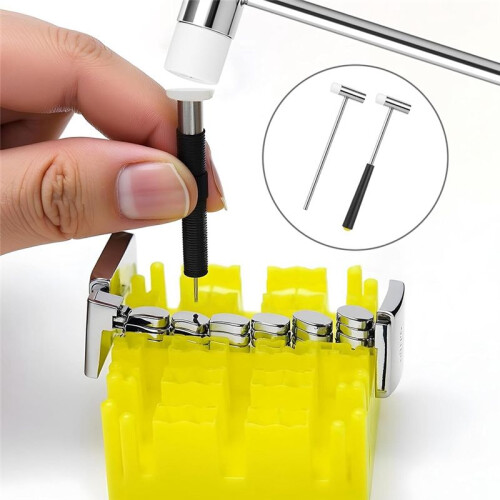 2 Peças de Martelo Pequeno de Cabeça Dupla,  Martelo Leve de 7 Polegadas com Cabeça de Silicone e  Martelo de Joalheria com Cabeça de Metal 2