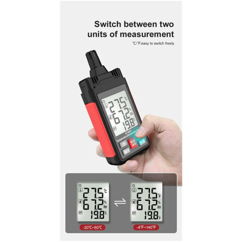 HT607 Digital Temperature Humidity Meter High Precision Digital Hygrometer with Ambient Dew Point Humidity Meter 2