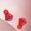 Auricolari a forma di cuore 60mAh+230mAh Custodia Gradiente Rosso 2