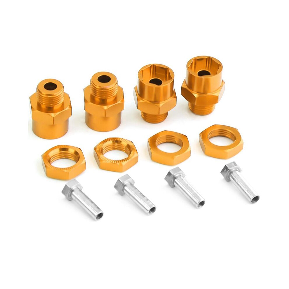 4Pcs Metal Hex Adapter 12Mm To 17Mm Wheel Hex Hubs Adapter Extension Conversion Nuts For 1/10 Rc Car, Yellow 6032315753719