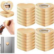 24 Stuks Magnetische Flesopeners 2,5 Inch DIY Bamboe Hartvormige Bieropeners Houten Koelkastmagneet Koelkaststicker Cadeau
