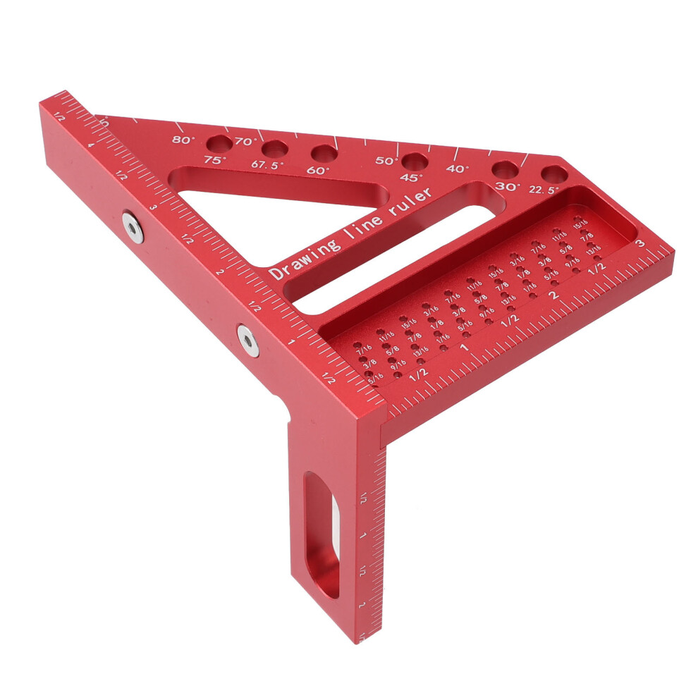 Aluminum Carpenter Square Hole Ruler 45/90 Woodworking Measuring Tool 4661385993880