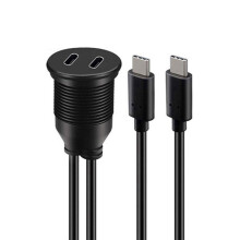 USB Type C Extension Cable 1M Male to Female Dual Port Waterproof Car Mount Flush Cable for Car Truck Boat USB2.0