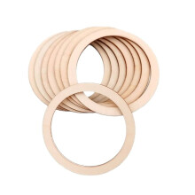 100 Anillos Planos de Madera Sin Terminar de 6 Cm, Círculos para Manualidades, Colgantes de Anillos y Conectores para Hacer Joyas