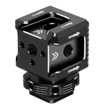 Triple Hot Shoe Mount Adapter 1/4 Hole Hot Shoe Monitor Base Mic Fill Light Bracket Holder for SLR Camera Cage