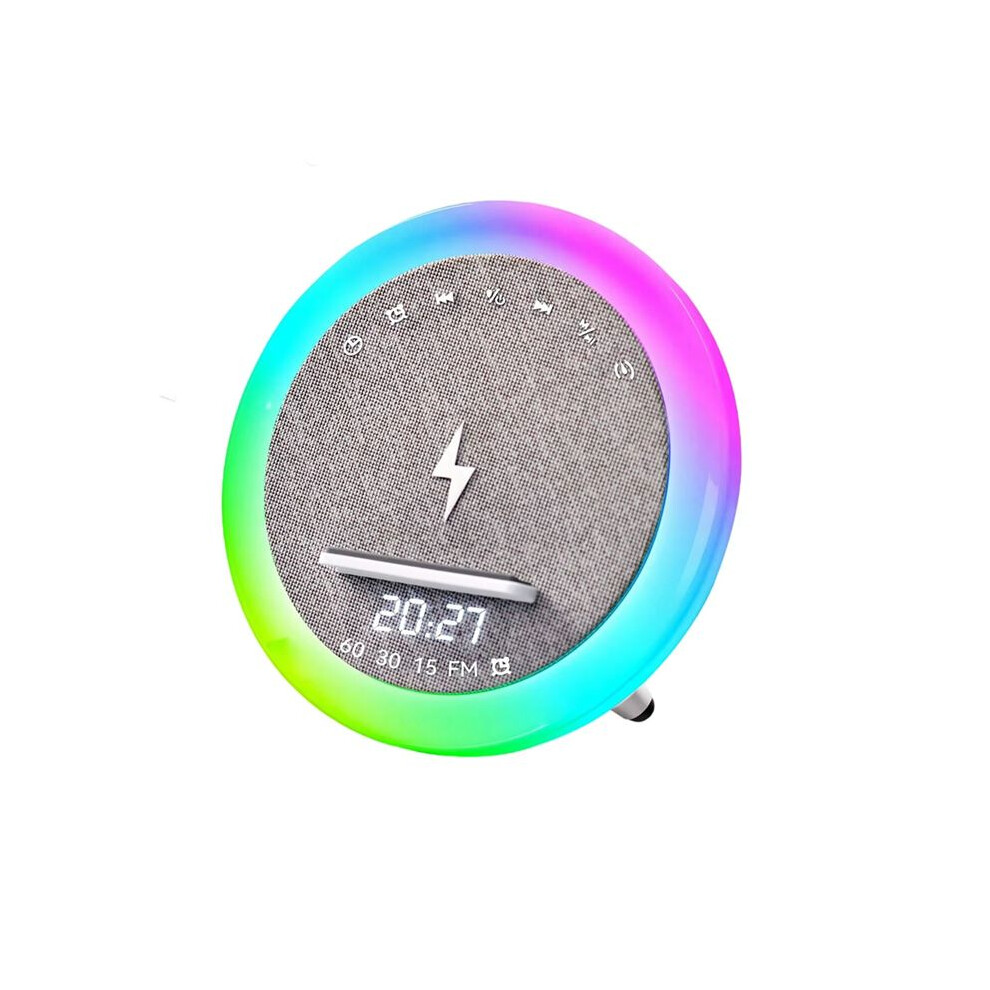 Portable Alarm Clock Speaker Led 15W Wireless Charging Loudspeaker Noise Sleep Aid Music Player Light/White 6032730159547