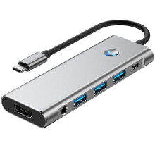 USB Docking Station with Power Supply Type-C One-Click Screen Off for Laptop 4K 60Hz Docking Station, 9-in-1 2410 Audio