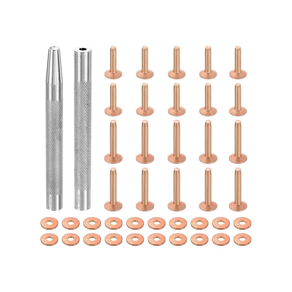 20Set Copper Rivets And Burrs, Solid Leather Copper Rivet Fastener With Punch Rivet Tool For Leather Diy Supplies 6033340195512